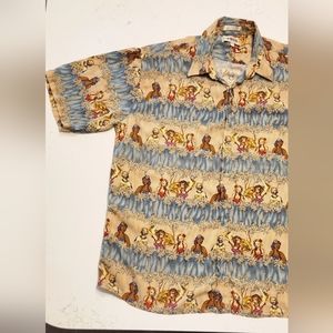 pinup girls Hawaiian Shirt men's size XL vintage 90s Campia Moda